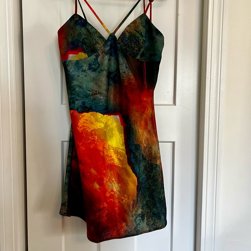 Urban Outfitters Pretty Please Tie-Dye Cut-Out Dress S